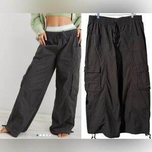 Aerie Go For It High Waist Baggy Cargo Pants 90s Y2K Grunge Grey Womens XL